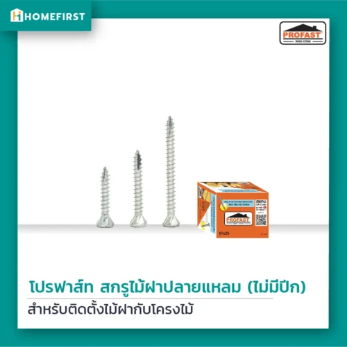 สกรูไม้ฝาปลายแหลม ไม่มีปีก สำหรับเจาะยึดไม้ฝาเข้ากับโครงไม้ โปรฟาส์ท เคลือบสารกันสนิม คมเจาะง่าย ไม่ต้องเจาะรูนำ
