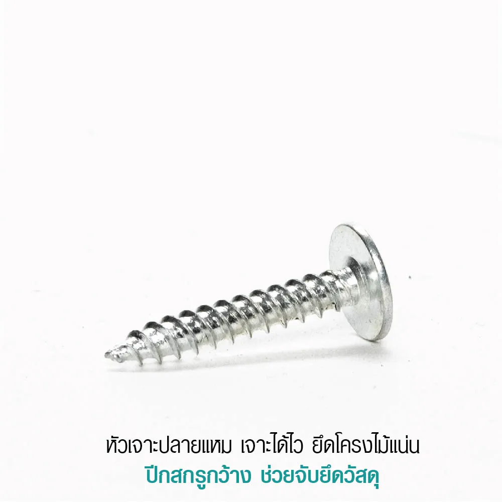 หัวเจาะปลายแหลม เจาะได้ไว สกรูหัวร่มไม้ หัวเจาะปลายแหลม เจาะได้ไว