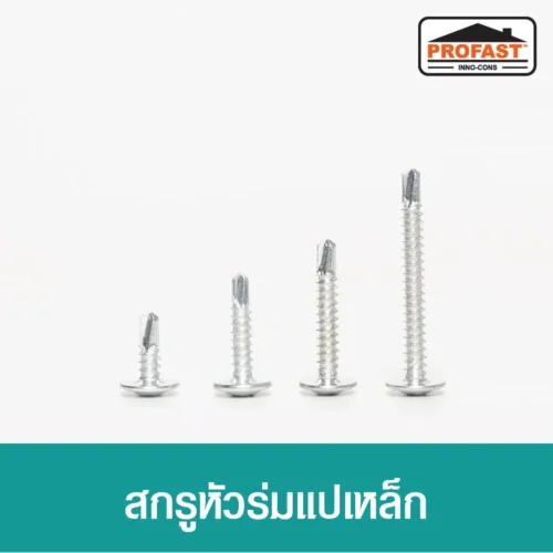 สกรูหัวบัททอน สกรูหัวร่ม เจาะเหล็กหนาได้ 3.2 มม. สกรูมีปีกกว้าง